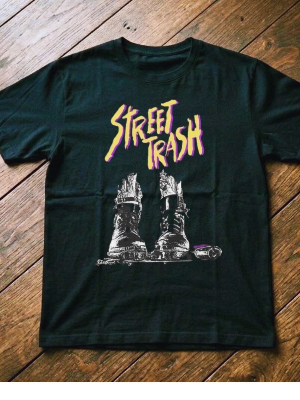 Gildan Black Tee with Yellow and Purple 'Street Trash' Graphic